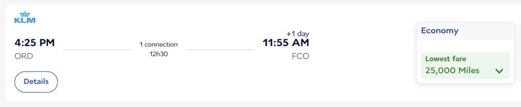 Chicago- Rome in economy.